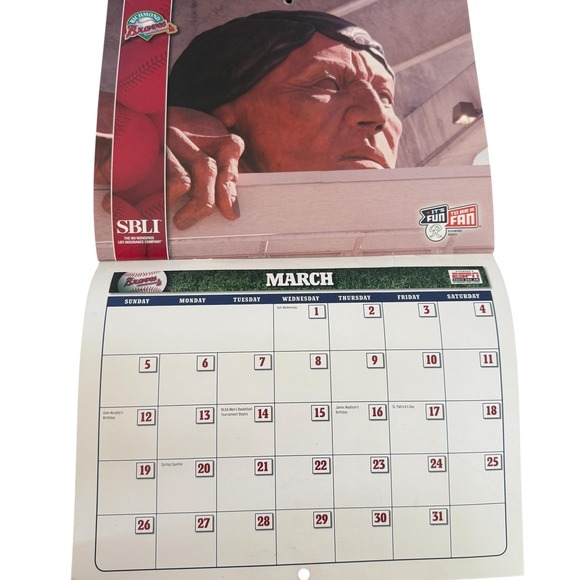 Vintage 2005 Richmond Braves Wall Calendar One Size Brown Minor League Baseball - Picture 8 of 11